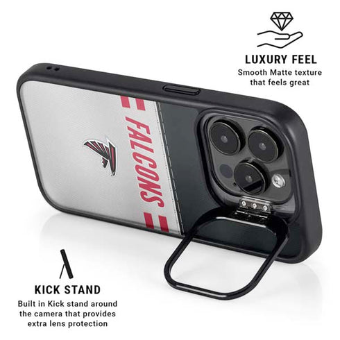 NFL Atlanta Falcons White Striped iPhone 15 Pro Kickstand Case